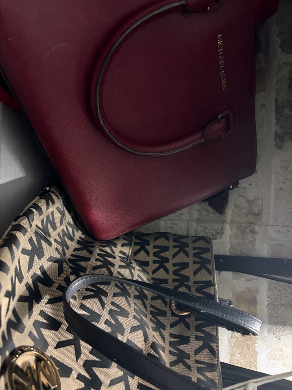 Michael Michael Kors Burgundy Mk Logo Tote